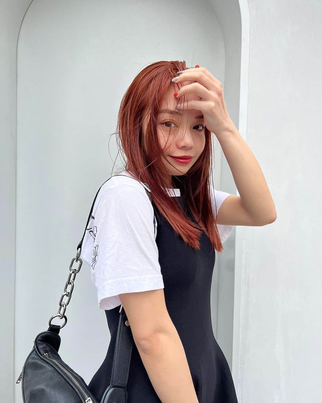 福地夏未のインスタグラム：「🍒 New！最高かわいいカラー いつもありがとっ _ #まりなつ #haircolor #hairmake #new #ootd」