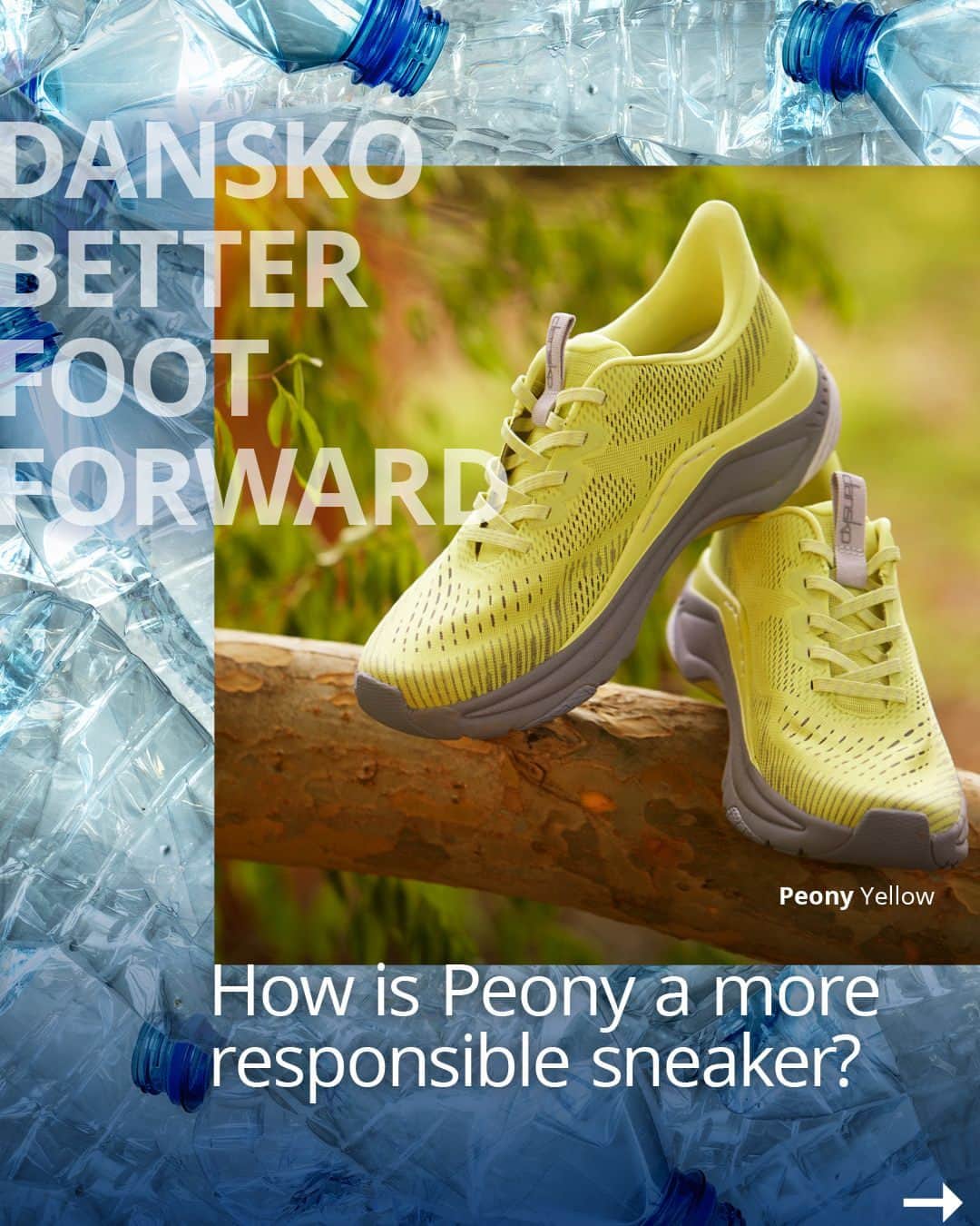 ダンスコのインスタグラム：「How is Peony a more responsible sneaker? Water bottles headed for landfills are made into 100% recycled polyester uppers.  Peony is part of our Livorno Collection where all of the styles feature the recycled mesh material. Shop our Livorno Collection, link in bio. #danskofootwear #recycledmesh #sustainablefootwear #earthweek2023 #recycledwaterbottles」