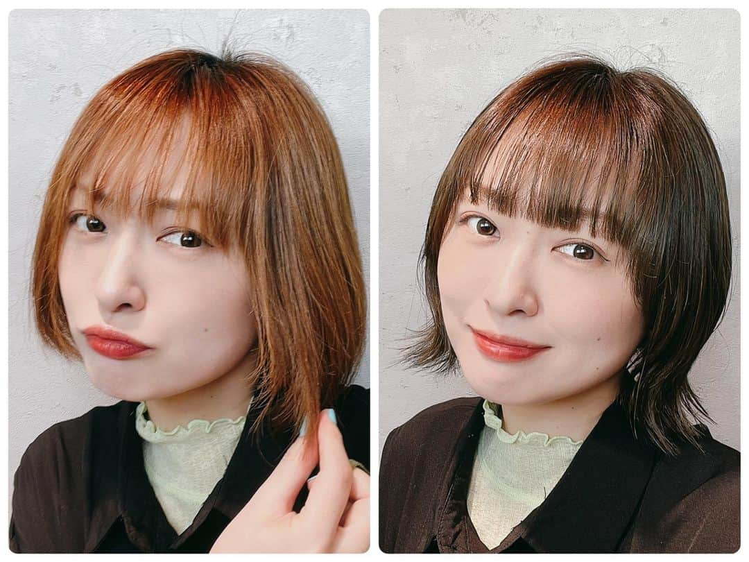 脇田唯さんのインスタグラム写真 - (脇田唯Instagram)「💇‍♀️  before after  今日は稽古のオフでしたので、 今だ！と思って、 放置しまくりの髪の毛を 美容室できれいにしてもらいました✨  1月くらいから行ってないか？ やべやべ。  トリートメントとヘッドスパとカット、カラーのフルコースしてきた（笑）  髪は少し暗色にしてもらいつつ、透明感かはある感じで。 キレイなカーキっぽい緑が薄く入ってて気に入りました！  全く同じにセットできるか分からんけど、髪の乾かし方とかアイロンの入れ方や温度まで丁寧に教えてくれたので、良かったです！  STAR TOKYO 渋谷 by K-two【スタートウキョウシブヤバイケーツー】 https://beauty.hotpepper.jp/slnH000492277/?vos=cpahpbprosmaf131118001  ★ホットペッパービューティーのアプリダウンロードはこちら↓ https://beauty.hotpepper.jp/doc/sp/  #渋谷美容室 #美容室 #スタートウキョウシブヤバイケーツー #シブヤ #スタートウキョウ  @startokyo_」4月20日 22時51分 - post_yui