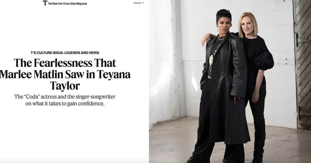 マーリー・マトリンのインスタグラム：「@teyanataylor has the “it” factor. You can read about my thoughts of this fearless woman in @tmagazine.」