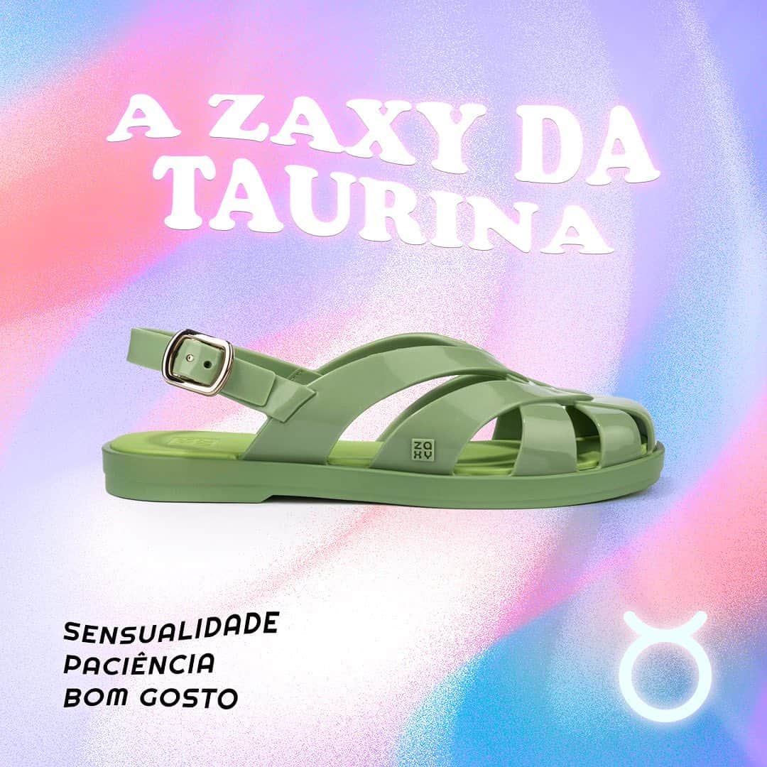 ザクシーのインスタグラム：「Quem se inspira nas amigas taurinas? ♉💛  Sempre tão sensatas e pé no chão, as taurinas esbanjam bom gosto,  paciência e são aquelas amigas para ficar horas batendo papo e falando sobre a vida. Marque aqui uma taurina que você ama!  🛍️ Para comprar a Zaxy de Touro, é só clicar no link da bio.  #SandáliaZaxyPose - R$89,99」