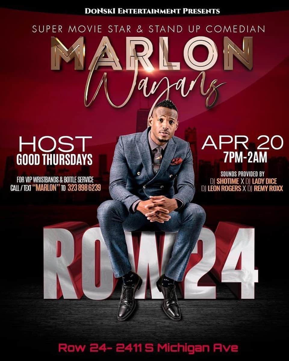 マーロン・ウェイアンズのインスタグラム：「Chicago… pull up TONIGHT!!! 14 sold out shows We CELEBRATING BITCHES」