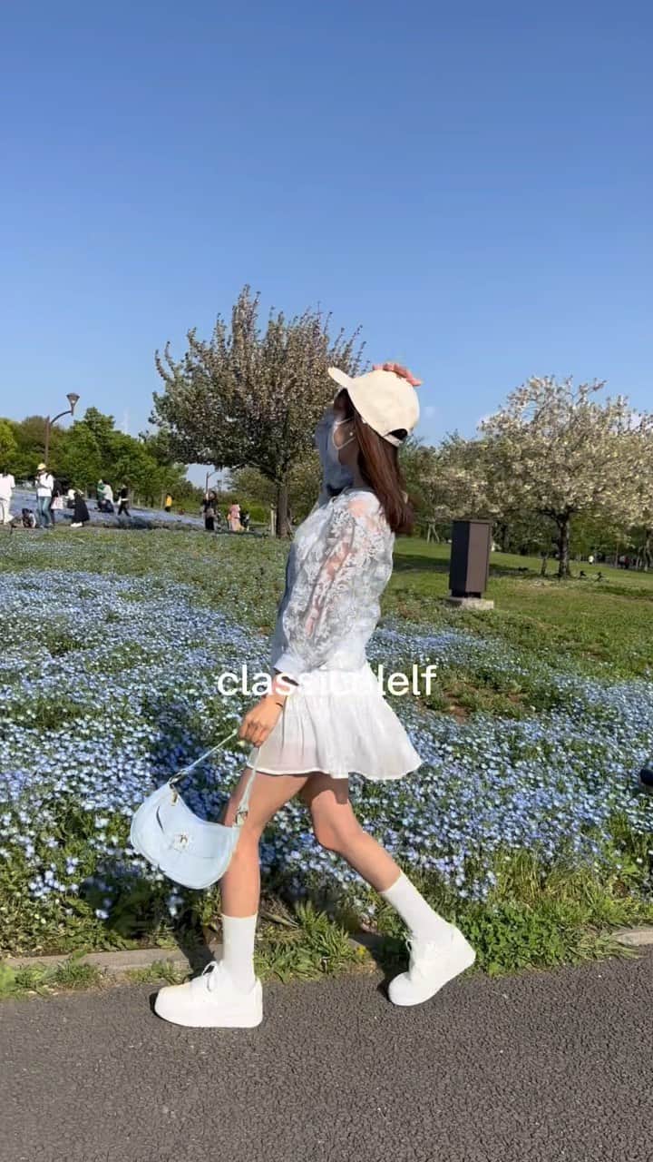 のインスタグラム：「@classicalelf_official . 花柄刺繍シアー素材トップス🪡💎 . . 前後2wayで羽織りとしても 着られて、たくさん着回しできるよ🤍 トレンドの花柄とシアー感が可愛い♡ (160 Mサイズ ブルー着用) . . #クラシカルエルフ #classicalelf #エルフコーデ #タイアップ #uniqlo #gu #zara #ユニクロ #ジーユー #ザラ #zozo #zozotown #zozo購入品 #zozotown購入品 #シアートップス #ショート丈 #ボリューム袖 #プチプラコーデ #着回しコーデ」
