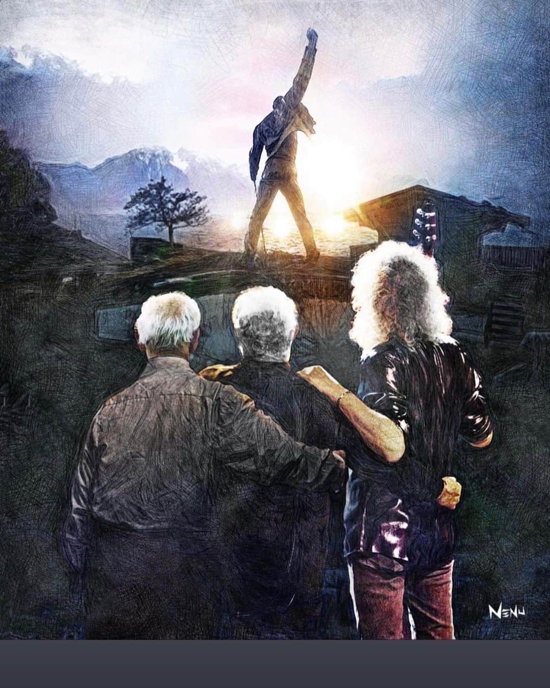 ブライアン・メイさんのインスタグラム写真 - (ブライアン・メイInstagram)「Bittersweet Memories of our Freddie Mercury Memorial Concert —— thanks @nenu_ph @mariasavemefriend3d  @ccmdesigner  Bri」4月21日 14時24分 - brianmayforreal