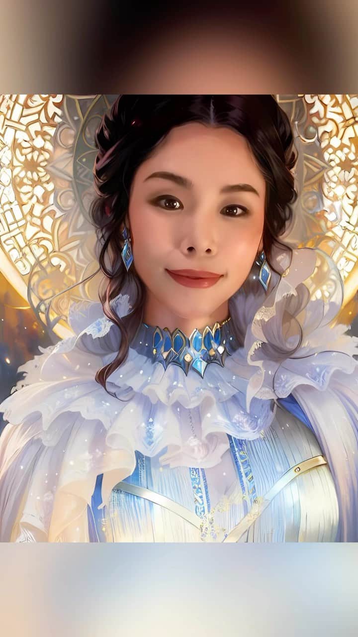 森理世のインスタグラム：「AI drew me as a renesance queen 👑😯」