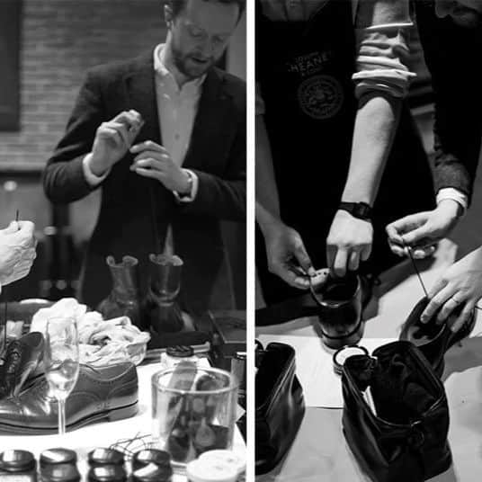 PR Sato Saphir（サフィール）さんのインスタグラム写真 - (PR Sato Saphir（サフィール）Instagram)「.⁡ ⁡英国の老舗シューメーカー・Cheaney(チーニー)とサフィールのコラボレーションによる靴磨き講座の様子を、⁡公式サイト「ShoesLife」でお届けしております！⁡ ⁡⁡ このスペシャルなイベントのチケットを手に入れた幸運な人たちを⁡お招きし、対話形式の靴磨き講座が開催されました。⁡ ⁡⁡ ⁡次回講座に受講希望の方も、ぜひご一読ください👞⁡⁡⁡ ⁡⁡ ⁡@josephcheaney  ⁡⁡⁡ ⁡@saphir_japan ⁡ハイライト《Blog》にリンクがあります。 ⁡. . . #saphir #shoelove #shoeslife #shoesnob #shoeshine #shoecare #leather #leatherwork #shoegram #shoeblog #革靴倶楽部 #革靴お手入れ #革靴コーデ #革靴自慢 #革靴男子 #靴すたぐらむ #靴磨き教えます #革製品 #チーニー #cheaney #cheaneyshoes #英国靴 #靴磨き講座 #fashion #靴フェチ #靴磨き #shoecare」4月21日 17時39分 - saphir_japan