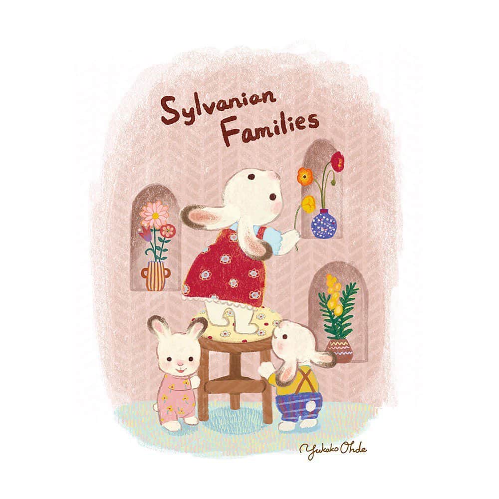 おおで ゆかこのインスタグラム：「このたびシルバニアファミリー公式アンバサダーに就任致しました🐰🐻 本日から1年間、新商品やイベントなどについて写真やイラストで楽しくご紹介できればと思います！ 幼少期好きだったシルバニアファミリーの世界に携わることができて光栄です✨よろしくお願いいたします。」