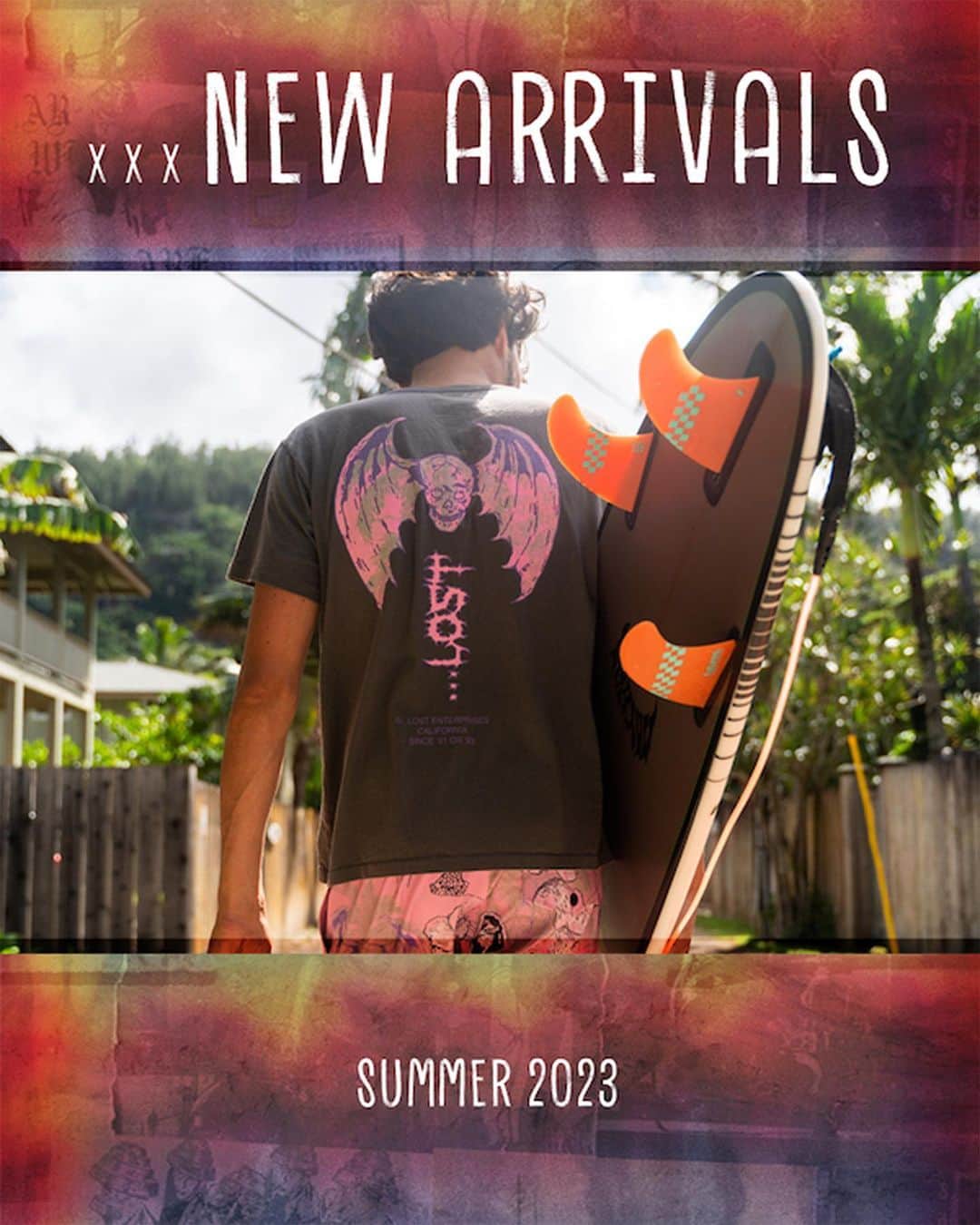 ロストのインスタグラム：「SUMMER ‘23 NEW ARRIVALS   Shop summer ‘23 New Arrivals available in stores and online now! Link in bio #lostclothing #lostsurfboards」