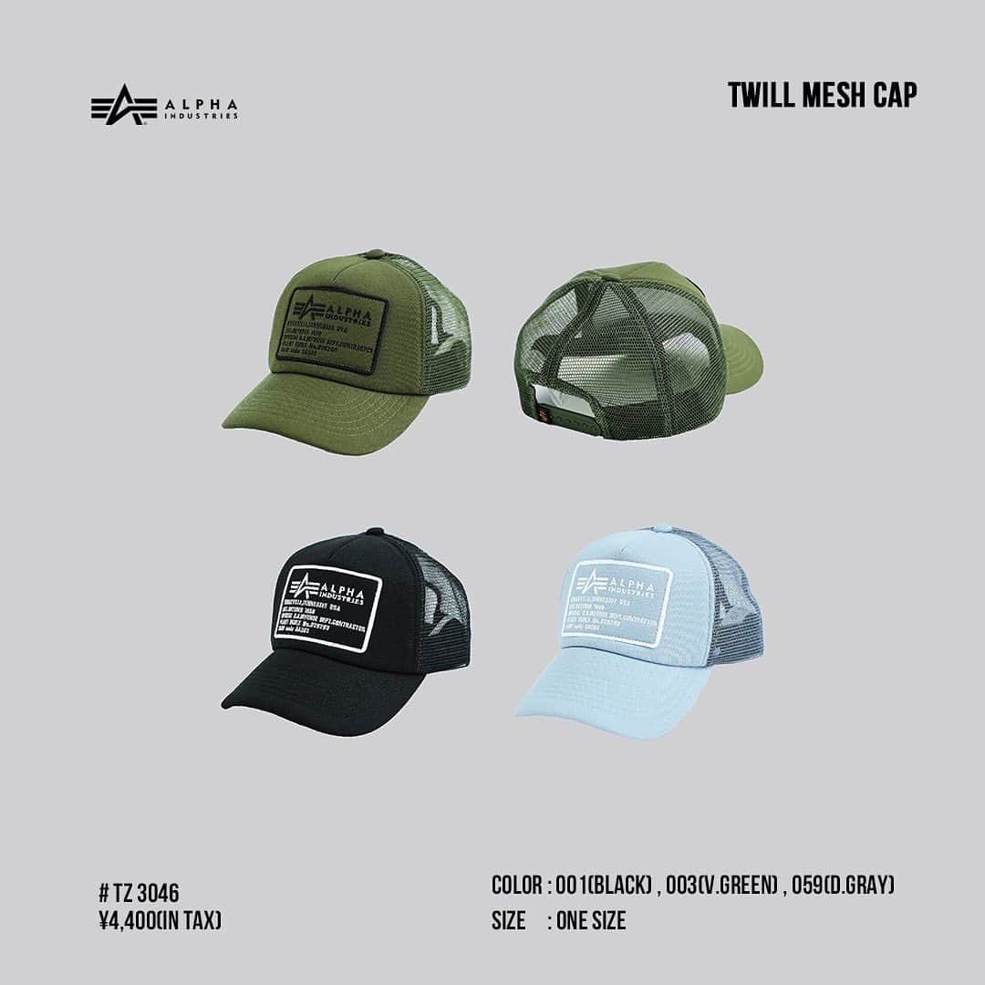ALPHA INDUSTRIES JAPANさんのインスタグラム写真 - (ALPHA INDUSTRIES JAPANInstagram)「TWILL MESH CAP # TZ3046 ¥4,400(in tax) Color : 001(BLACK) , 003(V.GREEN) , 059(D.GRAY) Size : ONE SIZE  WAIST BAG # TZ1092 ¥6,600(in tax) Color : 001(BLACK) , 003(OLIVE) Size : W42×H15×D9 cm  L/S POCKET T # TC1569 ¥5,390(in tax) Color : 001(BLACK) , 002(H.GRAY) , 004(NAVY) , 018(WHITE) , 021(A.GREEN) , 063(V.KHAKI) Size : M , L , XL  OFFICERS 2TUCK CHINO # TB1081 ¥9,900(in tax) Color : 014(KHAKI) , 019(D.OLIVE) , 057( OFF WHITE) , 067(D.NAVY) Size : S , M , L , XL  #alpha_industries_japan  #alpha_industries  #ALPHAINDUSTRIES #ALPHA #ALPHASHOP #MA1」4月21日 20時52分 - alpha_industries_japan