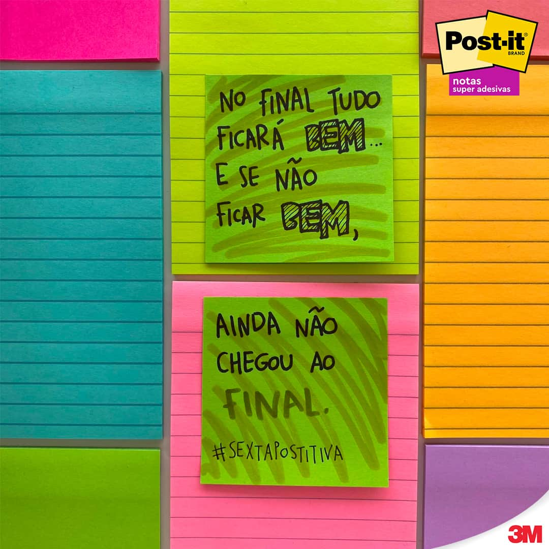 Post-it Brasilのインスタグラム：「Muitos trabalhos e provas esta semana? No final, sua persistência e esforço vão te mostrar que tudo vai dar certo. Por hoje, aproveite a #SextaPostitiva. #LiberteSuasIdeias」