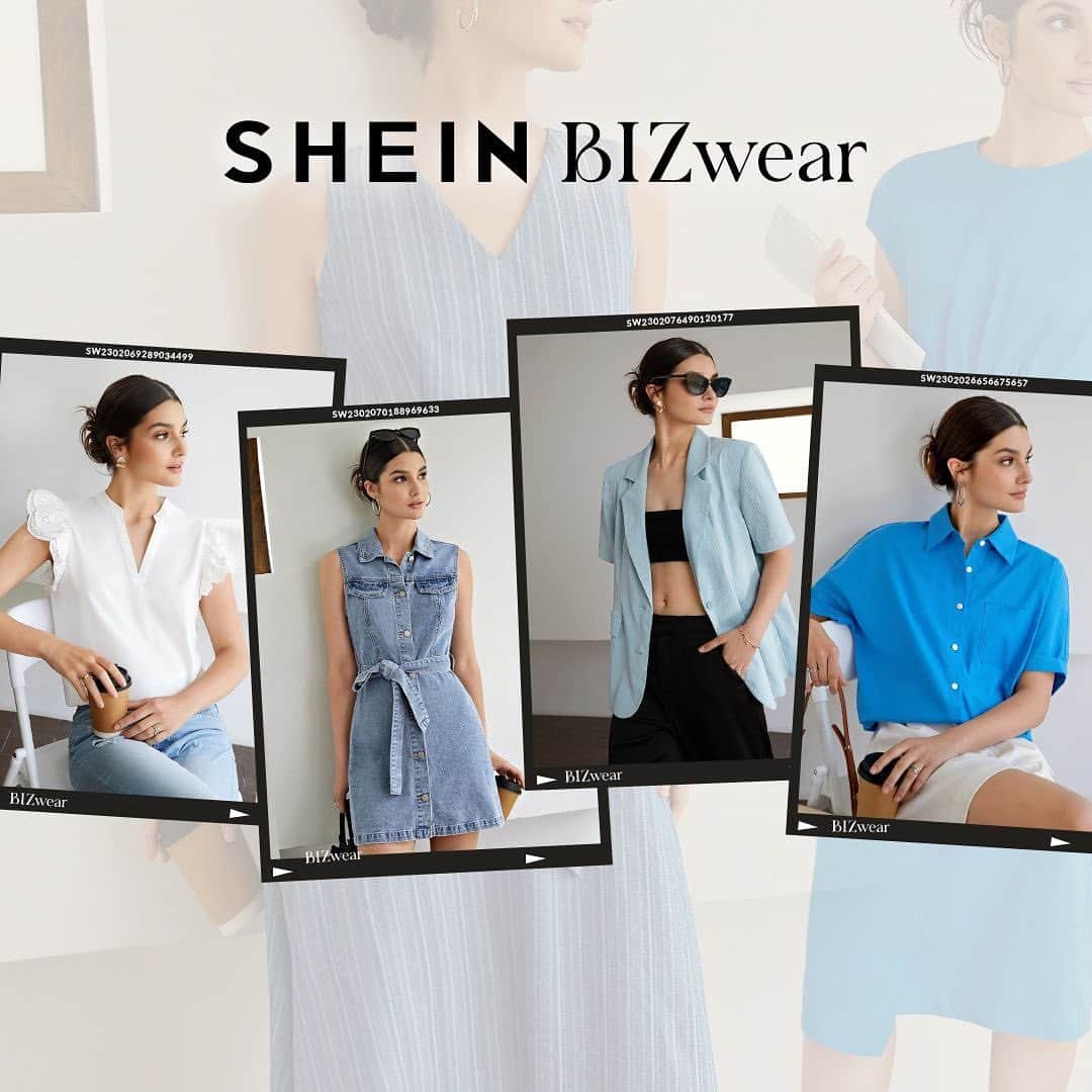 SHEINのインスタグラム：「Embrace everyday elegance with cool hues 💙 Which BIZwear look is your classy-cool combo? 👇  🔎14213085 14221615 14218614 14243108 14221635 14221622  #SHEINBIZwear #BusinessElegant #Stylish」