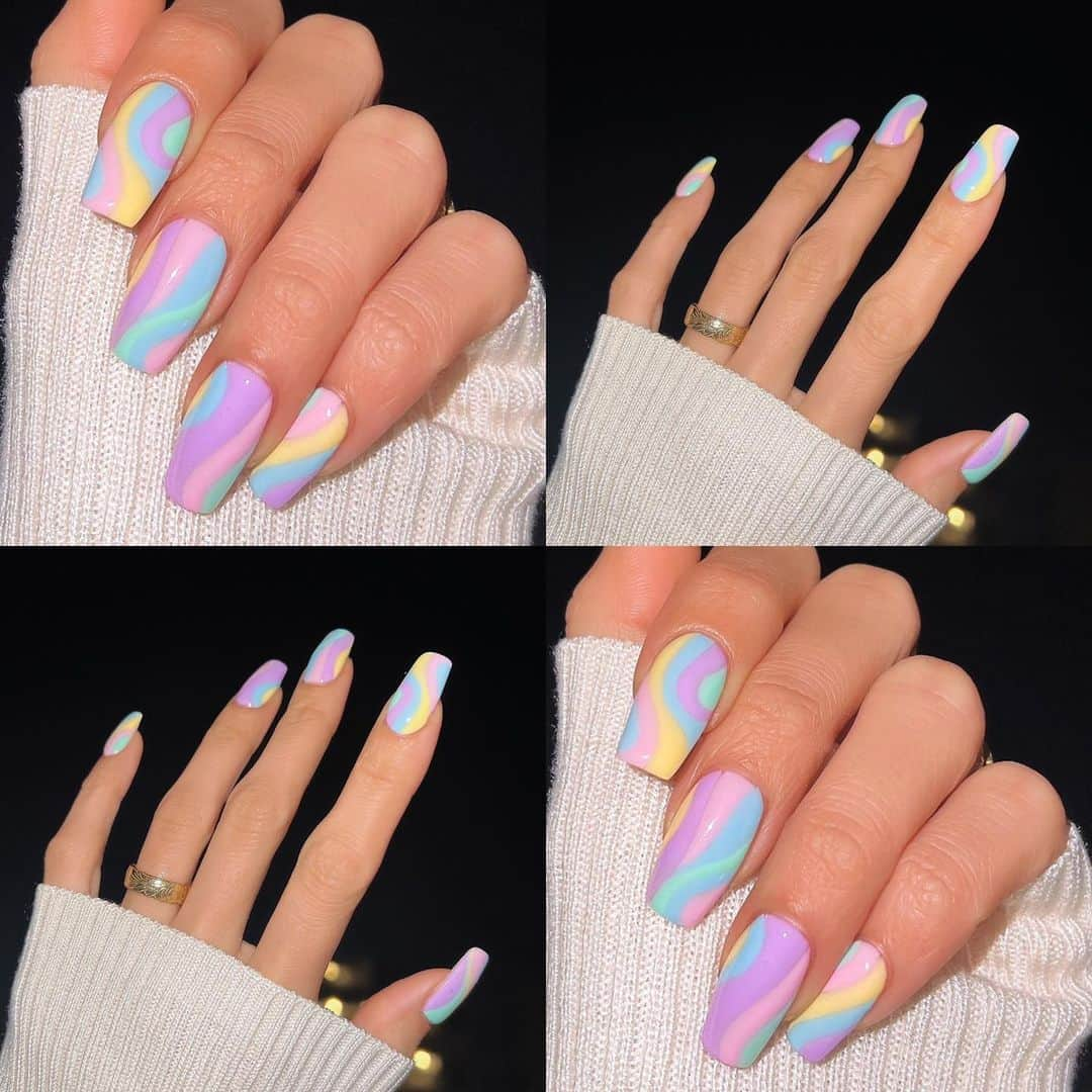 ゆん（並木優奈）さんのインスタグラム写真 - (ゆん（並木優奈）Instagram)「newnails🦄💓  @lapis_aoi さんに 可愛くしてもらった♡  次もこのカラーやりたい💜  #newnails」4月21日 21時37分 - yunaaaaa.x