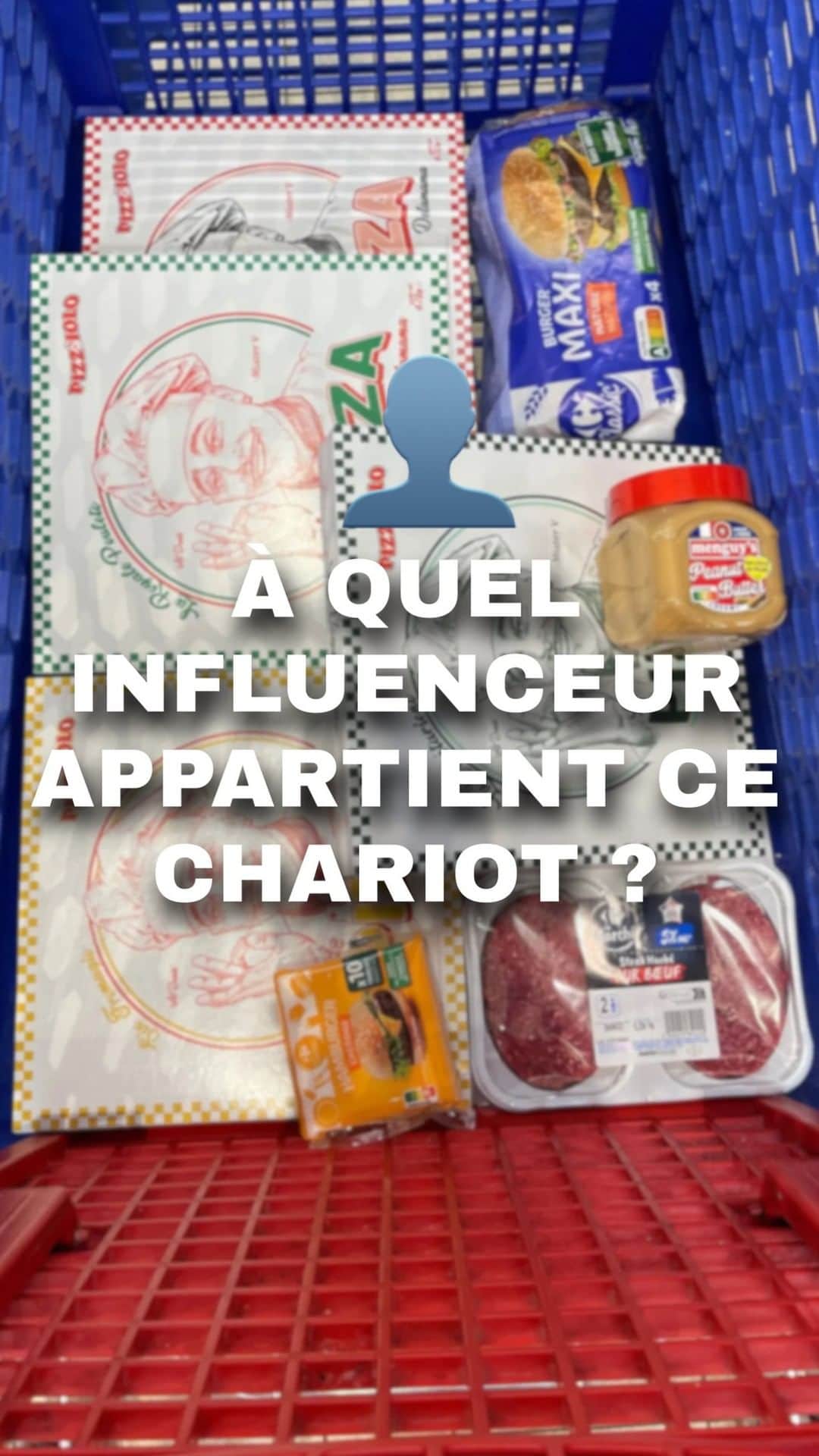 Carrefour Franceのインスタグラム：「Les courses de l’influenceur mystère 😎 Épisode 2 🎬 Essayez de deviner qui se cache derrière 🛒  Indice : Can I have some burger ? 🤓  #carrefour #devine #courses #influenceur」