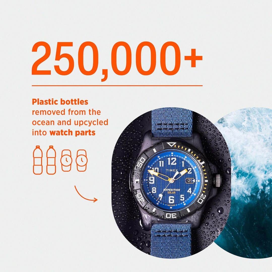 のインスタグラム：「Crafted to keep our planet ticking, our goal is to take less from the planet and leave less behind.  Learn more about our sustainable initiatives via the link in our bio.  #timex #sustainabilitymatters #earthday #protectourplanet #sustainable #ecofriendly #watch」