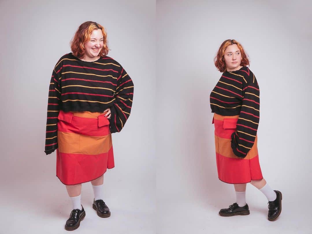 真理子フロレンティーナさんのインスタグラム写真 - (真理子フロレンティーナInstagram)「Cropped Striped Sweater   With A Bicolored Tiered Skirt With Pockets. -  Model: @yikes.vicky」4月22日 0時04分 - perkulmade