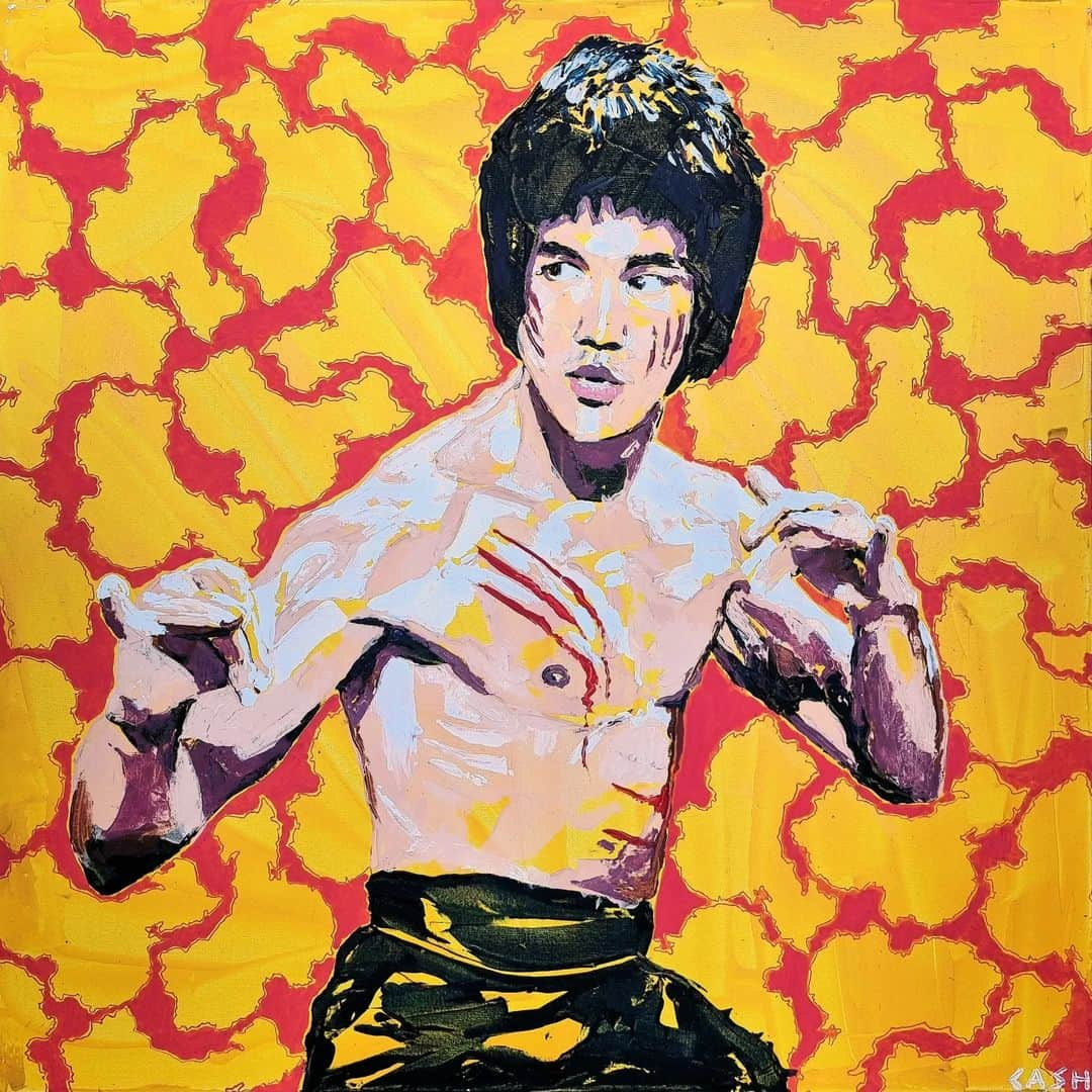 CASH（Carl Anders Sven Hultin）さんのインスタグラム写真 - (CASH（Carl Anders Sven Hultin）Instagram)「Bruce Lee (1m x 1m)  Palet knive painting on canvas  #brucelee #art #portrait #painting #artbycash」4月22日 0時46分 - artbycash