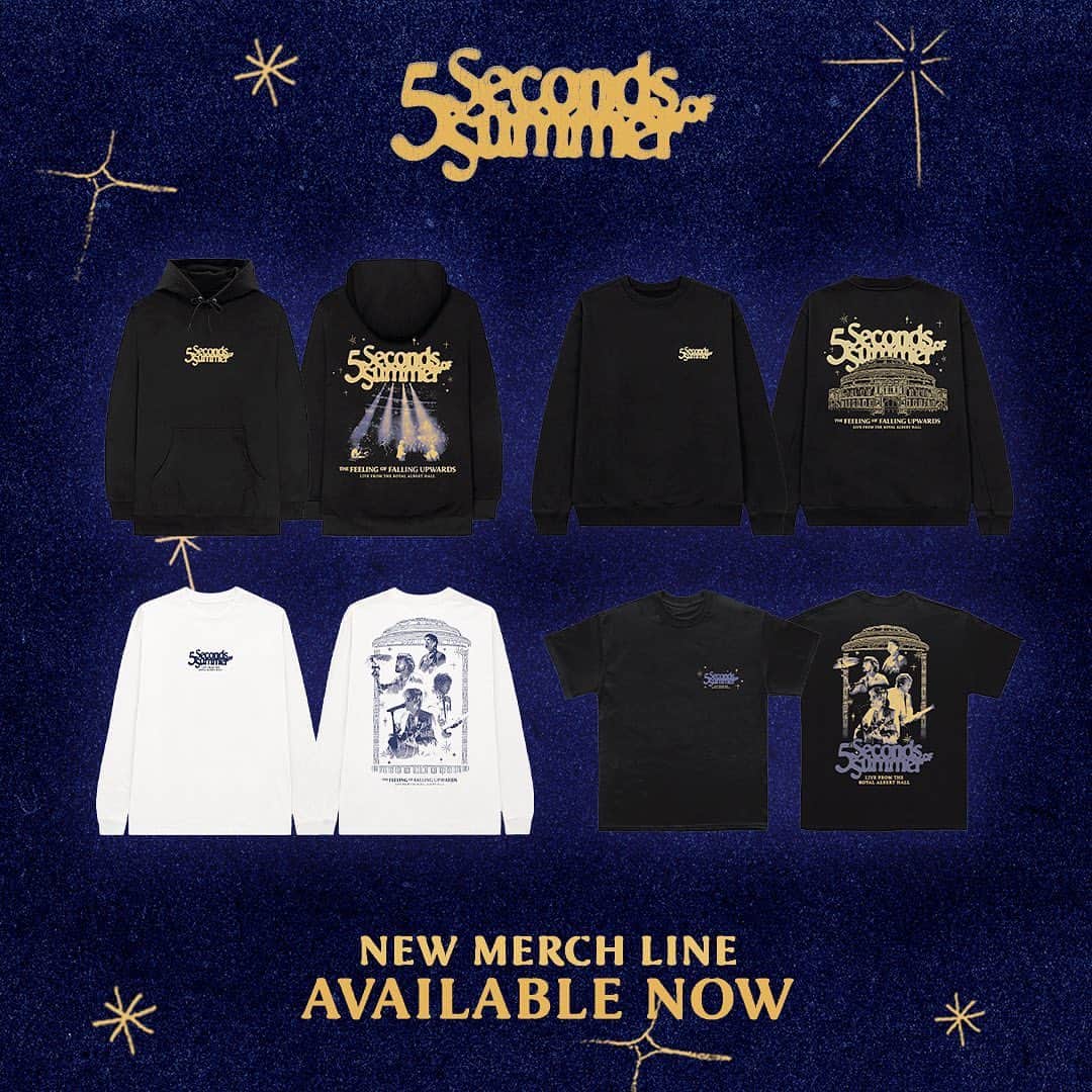 5 Seconds of Summerのインスタグラム：「The Feeling of Falling Upwards merch is here 🤍 5sosstore.com」