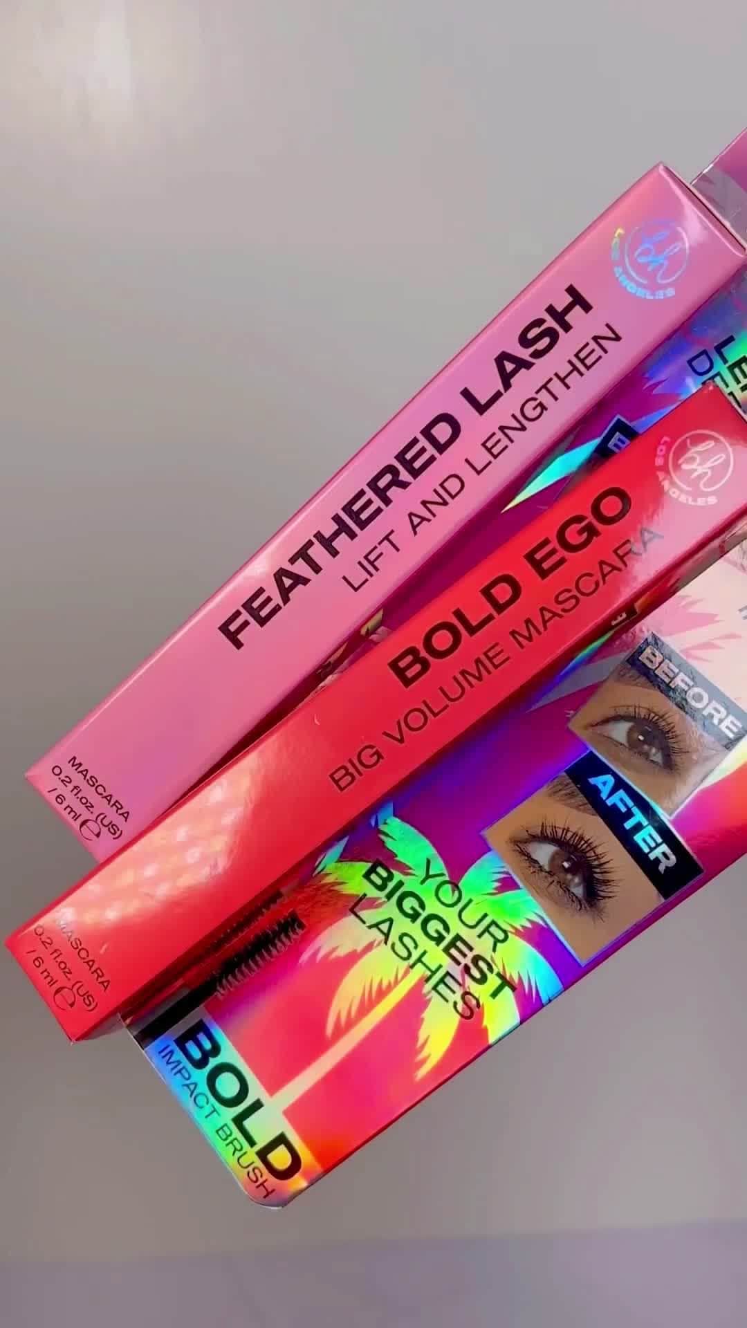 BH Cosmeticsのインスタグラム：「All eyes on NEW‼️ Who's snagged one of our ~latest and greatest~ mascaras?! Get all the deets below ⬇️⁣ 💗 Feathered Lash False Lash: Lifts, curls, defines, and lengthens lashes from root to tip​⁣⁣ ❤️ Bold Ego Mega Volume: Maximum volume and instant fullness for a salon finish that lasts​⁣⁣ ⁣⁣ PLUS, both mascaras are...👇👀⁣ ✨ Weightless, fast-drying, ultra black formula​⁣⁣ ✨ Have lasting smudge-proof, flake-proof, fallout-proof results for all day wear​⁣⁣ ✨ Vegan. Cruelty-Free. Clean Ingredients.​⁣⁣ ⁣⁣ #bhcosmetics」