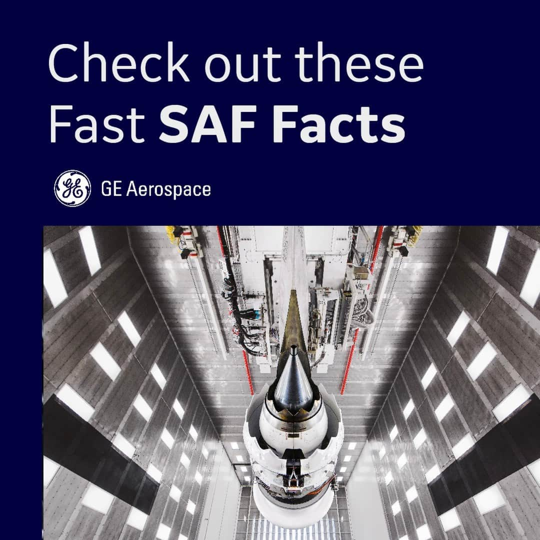 GeneralElectricのインスタグラム：「#DYK Sustainable Aviation Fuel (SAF) can reduce lifecycle CO2 emissions, which could help the aviation industry meet its net-zero ambitions? 🤯 Swipe to read these Fast SAF Facts ⏩ #EarthDay #GEAerospace #FutureOfFlight」