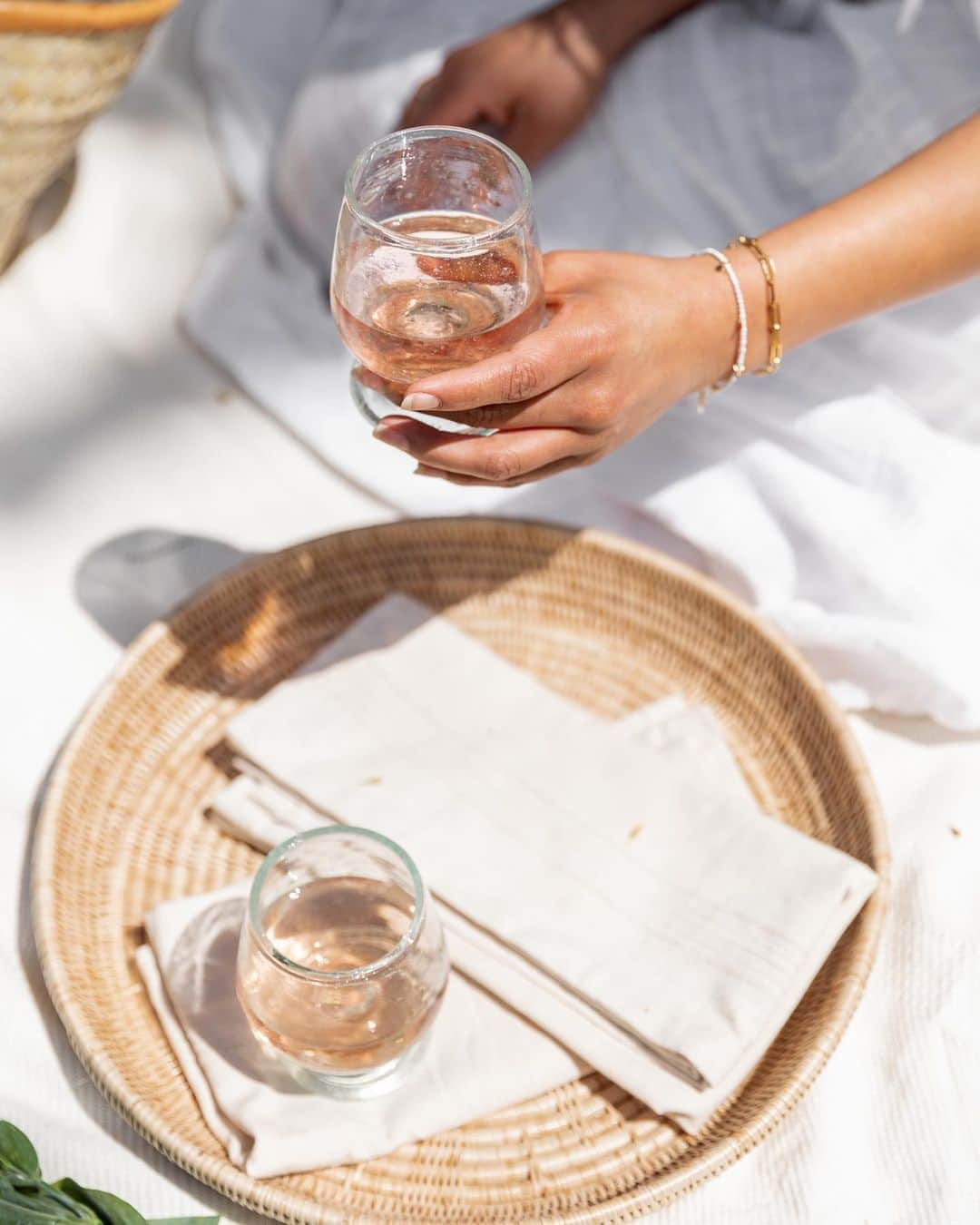 The Little Marketのインスタグラム：「Our picnic picks for spring sips. 🥂  Bubbled glassware and woven raffia glow in the sunshine. From picnics to dinner parties, our glassware and serving essentials help to take you on a culinary adventure you will treasure forever.」