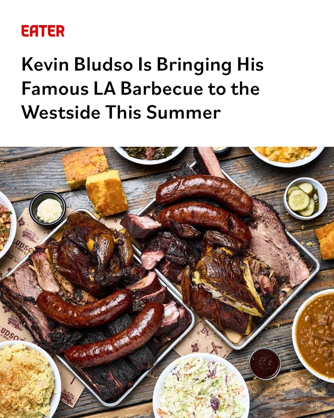 Eater LAさんのインスタグラム写真 - (Eater LAInstagram)「One of LA’s most well-known barbecue operations is coming to Santa Monica this June. Bludso's BBQ, owned and operated by longtime South LA pitmaster Kevin Bludso (@kevinbludsobbq), will open its first new full-service smoked meat restaurant in LA in a decade, and the new location will come with some exclusive items. Bludso first made a name for himself with a tiny Compton storefront 15 years ago and he has since gone on to become an internationally-known pitmaster with Netflix shows and restaurants across the globe under his belt.⁠ ⁠ Click the link in bio to read more from Eater LA Senior Editor Farley Elliott (@overoverunder).⁠ ⁠ 📸: Robiee Ziegler」4月22日 4時05分 - eater_la