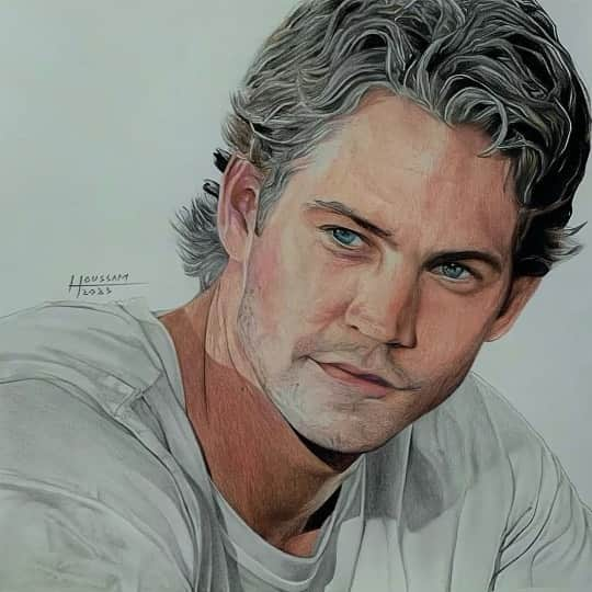 ポール・ウォーカーのインスタグラム：「We love seeing the process behind your creations! Thanks for sharing @houssam.draw, this is a wonderful drawing of Paul!  #FanArtFriday #TeamPW」