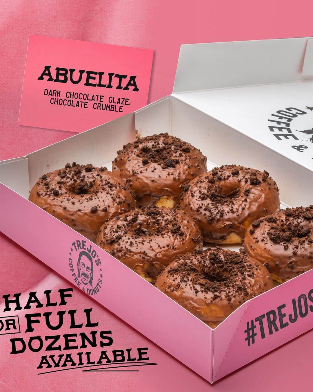 ダニー・トレホさんのインスタグラム写真 - (ダニー・トレホInstagram)「Make your Abuelita proud! 👵🏽Come pick a half or full dozen of our Abuelita donuts made with our dark chocolate glaze and crumble!   Order online directly through our website or stop by the shop!  Open daily 7AM-4PM  📍6785 Santa Monica Blvd, Los Angeles  #trejostacos #trejosdonuts #trejoscantina #trejoscerveza #trejosdonutsandcoffee #coffeeshop #losangeles #donuts #dannytrejo #breakfast #bakers #donutsandcoffee」4月22日 6時03分 - officialdannytrejo