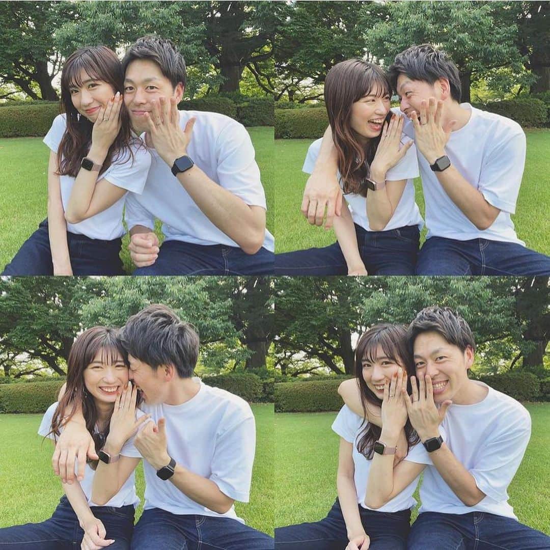 ハナユメさんのインスタグラム写真 - (ハナユメInstagram)「結婚報告写真のトレンドはなんといっても「コラージュ」写真📸  指輪を見せたり、腕を組んだり、変顔をしてみたりとおふたりならではの写真を並べて素敵な1枚に仕上げるのが◎  アプリで簡単に編集できるので、是非挑戦してみてくださいね☝ *…*…*…*…*…*…*…*…*…*…*…*… ⁡ 📷photo by  ⁡ @biabia_bear さん @akipori__17 さん @y.m__0129 さん @lily_wd0225 さん @mon_____wd さん @km_____wedding さん @k__mnm さん ⁡ 素敵なお写真ありがとうございました🙇‍♀️ ⁡ *…*…*…*…*…*…*…*…*…*…*…*… ⁡ 💎ハナユメに幸せをシェアしてね #ハナユメ を付けて投稿してくださった方はご紹介させていただくかも！@hanayume_wedding　フォロー・コメントお待ちしています🙌🏻💕 ⁡ 💎式場探しに迷ったらハナユメ♡ こんな素敵な結婚式をしたい！と思ったら、ハナユメにお任せ💛ハナユメウエディングデスクでアドバイザーに相談してみてね💁‍♀️💓投稿を保存して、アドバイザーに見せるとスムーズですよ✨ ⁡ 💎ハナユメが叶えたいこと 叶えたいのは「1組でも多くのカップル様に理想の結婚式のきっかけを」皆さまのお力になれるよう全力でサポートします🕊  #hanayume #ハナユメ #ハナユメフォト #結婚 #結婚式 #結婚式準備 #全国のプレ花嫁さんと繋がりたい #花嫁準備 #プレ花嫁 #式場迷子 #結婚式アイデア #婚姻届け #入籍 #両家顔合わせのしおり #結納品 #プロポーズ #結納準備 #エンゲージリング #入籍しました #両家顔合わせガーランド #結婚しました #両家顔合わせ食事会 #婚姻届け#結納 #両家顔合わせ服装 #両家顔合わせ #カップル #カップルフォト #サプライズプロポーズ」4月22日 6時31分 - hanayume_wedding