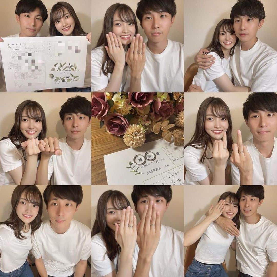 ハナユメさんのインスタグラム写真 - (ハナユメInstagram)「結婚報告写真のトレンドはなんといっても「コラージュ」写真📸  指輪を見せたり、腕を組んだり、変顔をしてみたりとおふたりならではの写真を並べて素敵な1枚に仕上げるのが◎  アプリで簡単に編集できるので、是非挑戦してみてくださいね☝ *…*…*…*…*…*…*…*…*…*…*…*… ⁡ 📷photo by  ⁡ @biabia_bear さん @akipori__17 さん @y.m__0129 さん @lily_wd0225 さん @mon_____wd さん @km_____wedding さん @k__mnm さん ⁡ 素敵なお写真ありがとうございました🙇‍♀️ ⁡ *…*…*…*…*…*…*…*…*…*…*…*… ⁡ 💎ハナユメに幸せをシェアしてね #ハナユメ を付けて投稿してくださった方はご紹介させていただくかも！@hanayume_wedding　フォロー・コメントお待ちしています🙌🏻💕 ⁡ 💎式場探しに迷ったらハナユメ♡ こんな素敵な結婚式をしたい！と思ったら、ハナユメにお任せ💛ハナユメウエディングデスクでアドバイザーに相談してみてね💁‍♀️💓投稿を保存して、アドバイザーに見せるとスムーズですよ✨ ⁡ 💎ハナユメが叶えたいこと 叶えたいのは「1組でも多くのカップル様に理想の結婚式のきっかけを」皆さまのお力になれるよう全力でサポートします🕊  #hanayume #ハナユメ #ハナユメフォト #結婚 #結婚式 #結婚式準備 #全国のプレ花嫁さんと繋がりたい #花嫁準備 #プレ花嫁 #式場迷子 #結婚式アイデア #婚姻届け #入籍 #両家顔合わせのしおり #結納品 #プロポーズ #結納準備 #エンゲージリング #入籍しました #両家顔合わせガーランド #結婚しました #両家顔合わせ食事会 #婚姻届け#結納 #両家顔合わせ服装 #両家顔合わせ #カップル #カップルフォト #サプライズプロポーズ」4月22日 6時31分 - hanayume_wedding
