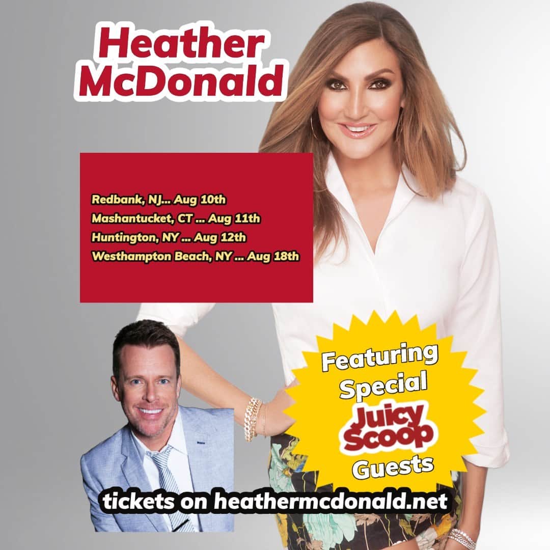 ヘザー・マクドナルドのインスタグラム：「Get tickets to my shows this summer with @chrisfranjola at heathermcdonald.net  #juicyscoop #comedy #popculture #celebrity #hollywood #standup」