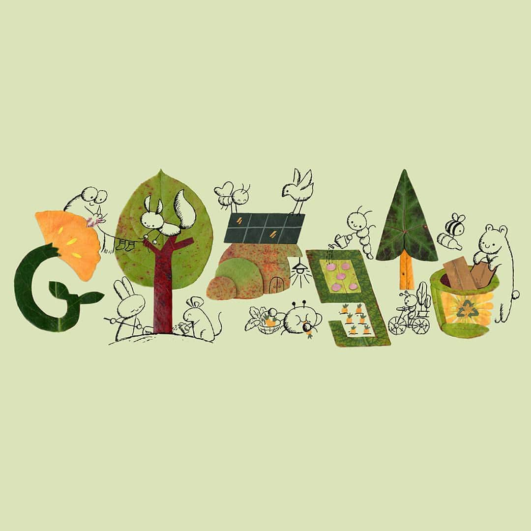 Googleのインスタグラム：「Today’s #GoogleDoodle celebrates Earth Day — a day where individuals and communities work together to take action against climate change. Learn more about how to get involved in Earth saving activities at the link in bio. ⁠」