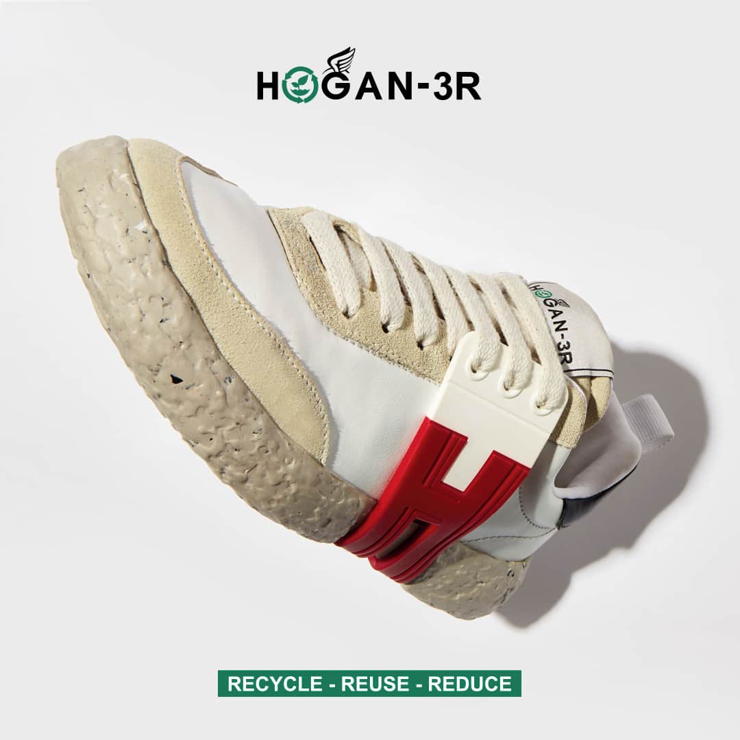 ホーガンのインスタグラム：「Reducing the environmental impact with HOGAN-3R #sneakers⁣⁣⁣ ⁣ #Hogan3R Recycle - Reuse - Reduce⁣⁣⁣ Discover more on HOGAN.COM link in bio⁣ #earthday」