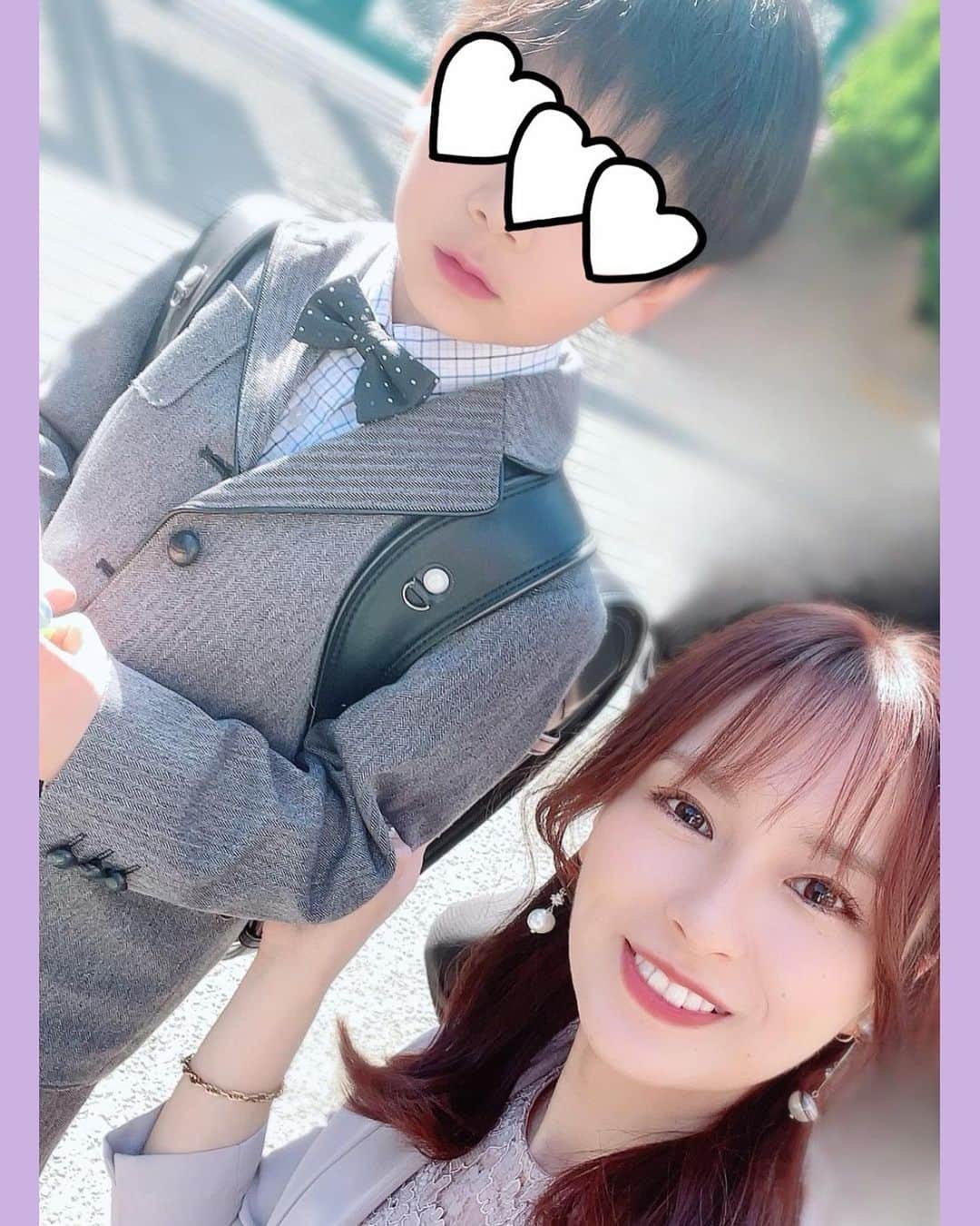 ぽこのインスタグラム：「先週は息子の入学式でした🌸 入学してから今までに無いくらいやる事が多くて多くて……毎日バタバタして今更の報告です😂 ⁡ 今のところ学校は楽しいようで、明るく通ってくれてるのが嬉しい👦🏻 まだ一人で学校の準備は出来ないけど、一人でやれる事も増えたので成長が楽しみです✨ ⁡ 私も親として日々成長するぞ❤️‍🔥」