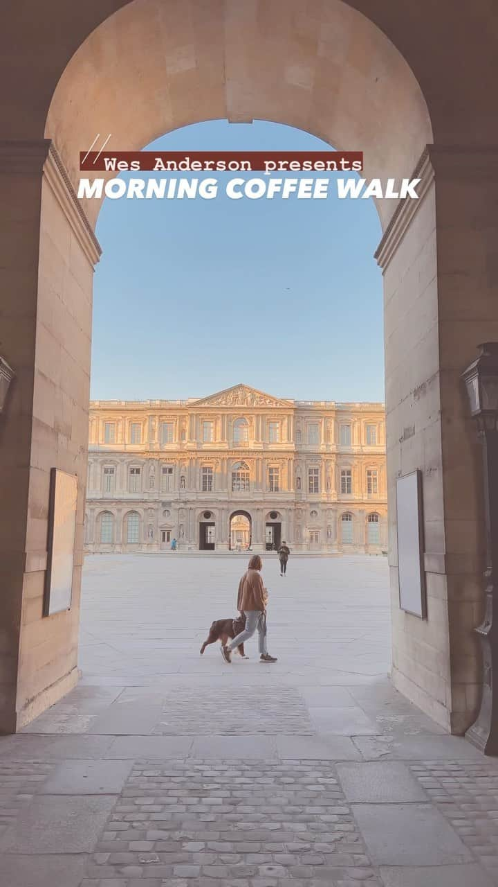 Angélineのインスタグラム：「La balade du matin, le soleil et un café … version Wes Anderson ☕️☀️🌳  J’ai adoré la première trend, alors j’avais envie d’en faire encore 🥹 Ça vous plaît ?  #wesanderson #accidentallywesanderson #wesandersonstyle」