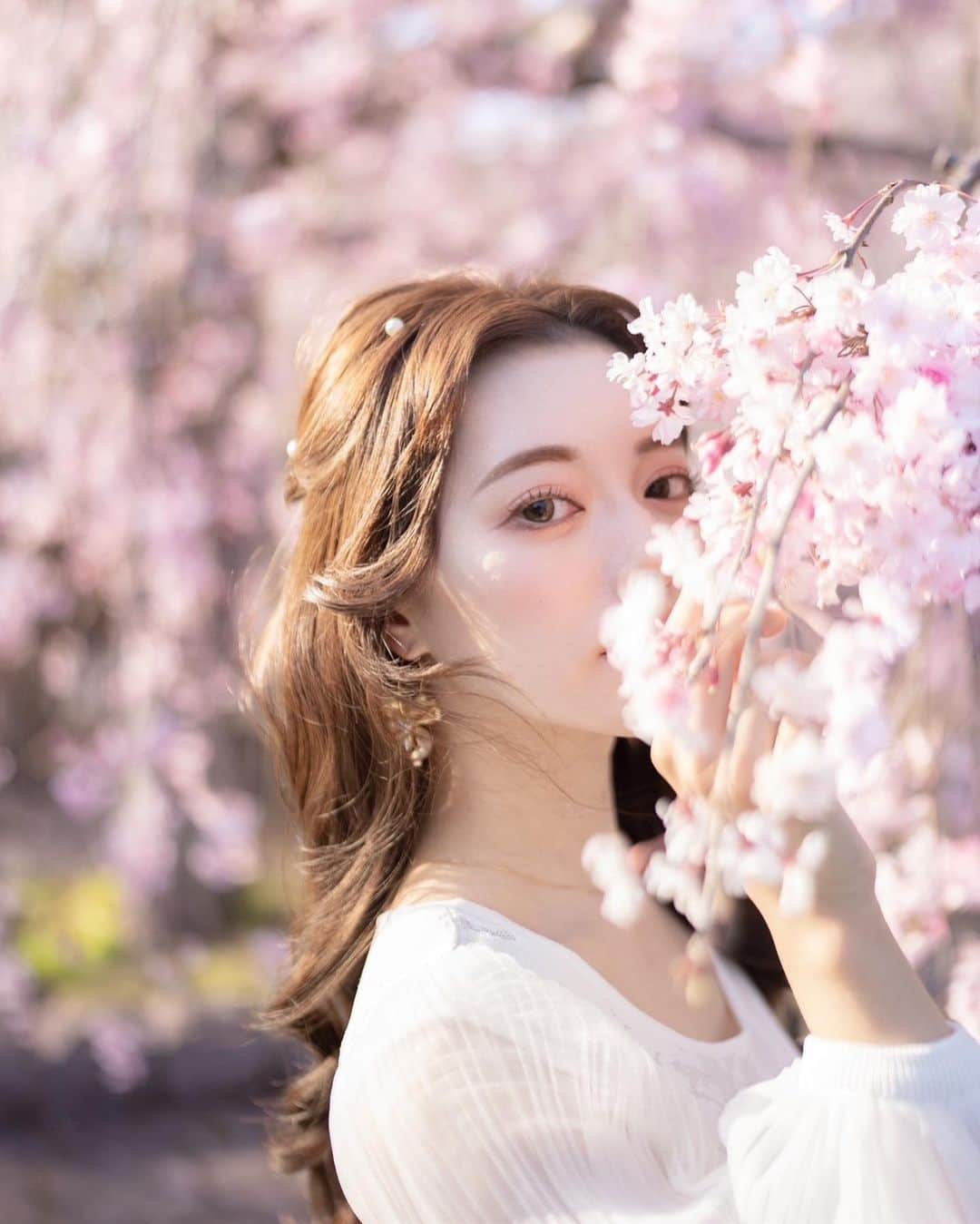 Mizukiのインスタグラム：「これがおそらく最後の桜🌸投稿！  一眼レフデータ📸  関西フリーモデル #フリーモデル #モデル #撮影 #撮影モデル #大阪モデル #関西モデル  #広告モデル  #一眼レフ #無加工 #ヘアアレンジ」