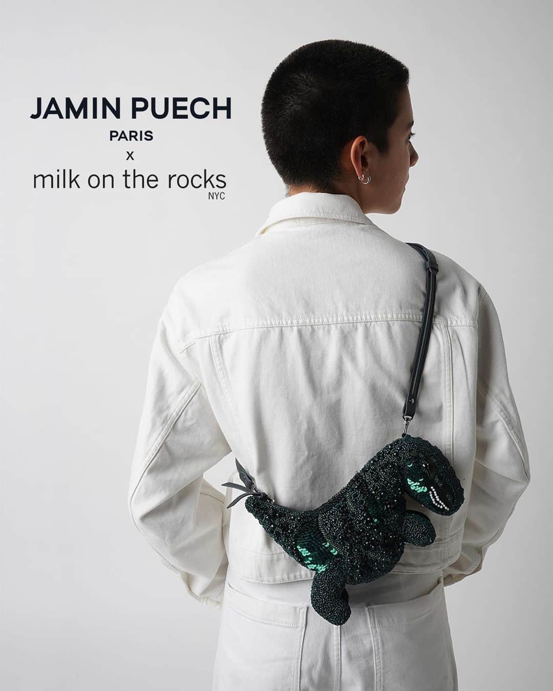 ジャマンピュエッシュのインスタグラム：「Jamin Puech x Milk on the Rocks Limited edition collaboration, already spotted in Vogue and Harpers Bazaar. #jaminpuech #milkontherocks #uniquebag」