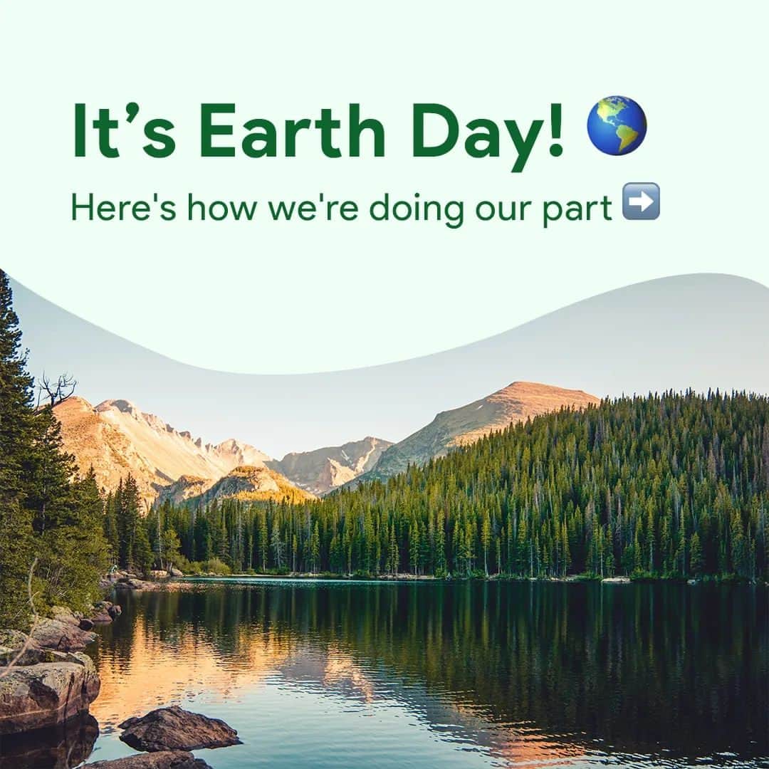 Googleのインスタグラム：「We’re working to maximize our contribution to global climate solutions. Tap the link in our bio to learn more! 🌎 What sustainable choices are you making this Earth Day? #EarthDay #SustainableWithGoogle」