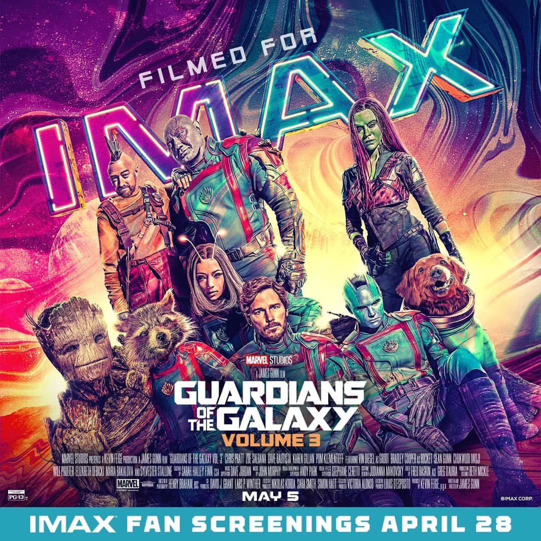 Marvel Entertainmentさんのインスタグラム写真 - (Marvel EntertainmentInstagram)「On April 28, be among the first to see Marvel Studios’ Guardians of the Galaxy Vol. 3 by attending an IMAX Special Fan Screening!  Fans attending one of the 25 special screenings will also receive a collectible mini poster. Don’t wait, get tickets now: gofobo.com/seeGOTGv3」4月23日 4時00分 - marvel