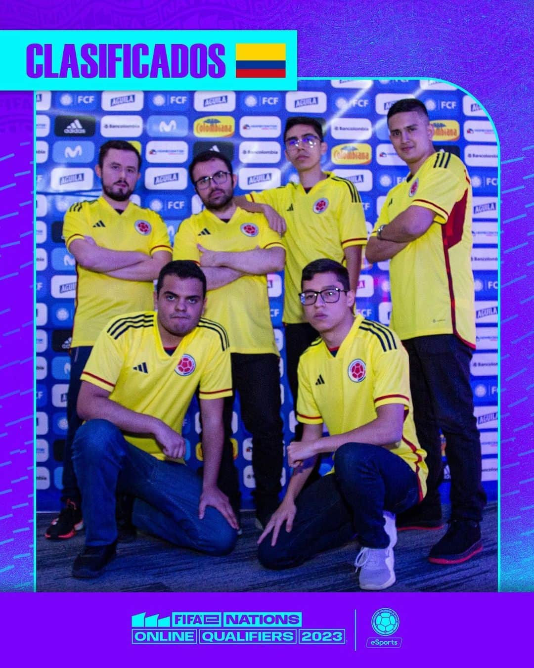 サッカー コロンビア代表チームのインスタグラム：「🎮 ¡𝐂𝐥𝐚𝐬𝐢𝐟𝐢𝐜𝐚𝐝𝐨𝐬!  Nuestra eSelección Colombia venció a Chile 🇨🇱 por 7-5 en el global y clasificó a los playoffs donde buscará un cupo a la FIFAe Nations Cup 2023™️.   #TodosSomosColombia 🇨🇴」