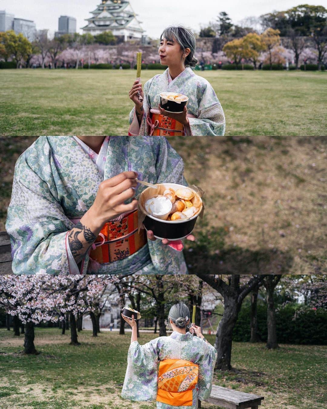 山口功貴さんのインスタグラム写真 - (山口功貴Instagram)「Overcast morning at Osaka castle, eating churros under the cherry blossoms while sitting on a bench we stole :)  w/ @nao_ik   #大阪城 #大阪 #kimono #osakacastle #picnic  #landscapephotography #photography #cityscapephotography #portraitphotography #portraitpage #portraits #osakajapan #osaka #castles #japanphotography #japan #voyaged #beautifuldestinations #lightroom」4月23日 7時58分 - kohki