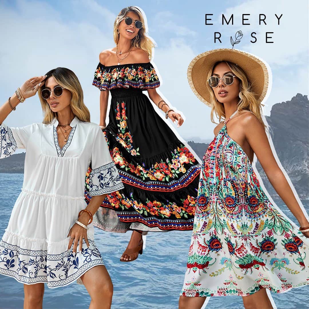 SHEINのインスタグラム：「Pick your EMERY ROSE vacay mode: go-with-the-flow boho or contemporary, colorful chic? 👇  🔎14885014 14884951 14880662 14822134 14823048 14823191 14827982 14822774 14822164  #EmeryRose」