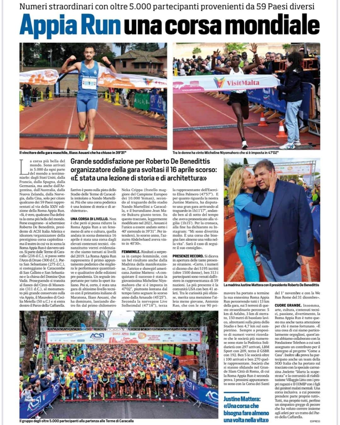 ジャスティン・マッテラさんのインスタグラム写真 - (ジャスティン・マッテラInstagram)「Grazie @corrieredellosport @appia_run @brooksrunningit e , most of all, Il presidente, Roberto De Benedittis . È una corsa che bisogna fare almeno una volta nella vita❤️🏃‍♀️ .  👟 #run #runner #running #fit #runtoinspire #furtherfasterstronger #nevernotrunning #seenonmyrun #trailrunning #trailrunner #runchat #runhappy #instagood #time2run #instafit #happyrunner #runners #photooftheday #trailrun #fitness #workout #cardio #training #instarunner #instarun #workouttime #infinitejoggers」4月23日 13時40分 - justineelizabethmattera