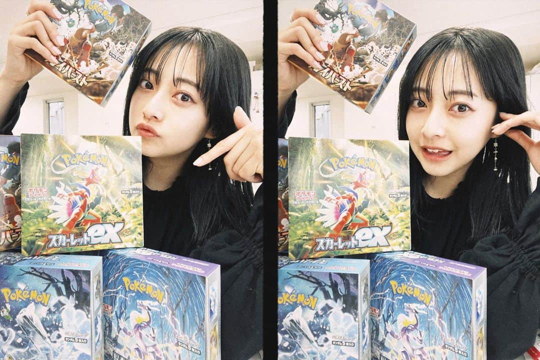 千葉祐夕のインスタグラム：「みて〜〜〜 事務所のスタッフさんが購入したポケカの開封会に私も飛び入り参加しましたの ❕⚡️  なんと、、あれが出ちゃいました、、🥺  何が出たかは明日Twitterに載せるのでフォローして待っててくださいなあ ‪‪☺︎‬  皆、ポケモン誰が好き？ 私はミミロルとパチリス。 いや、、、イーブイも好きかわいい！！！！ (世代がちょっと前だよね笑笑笑)   #ポケモン  #ポケモンカード」