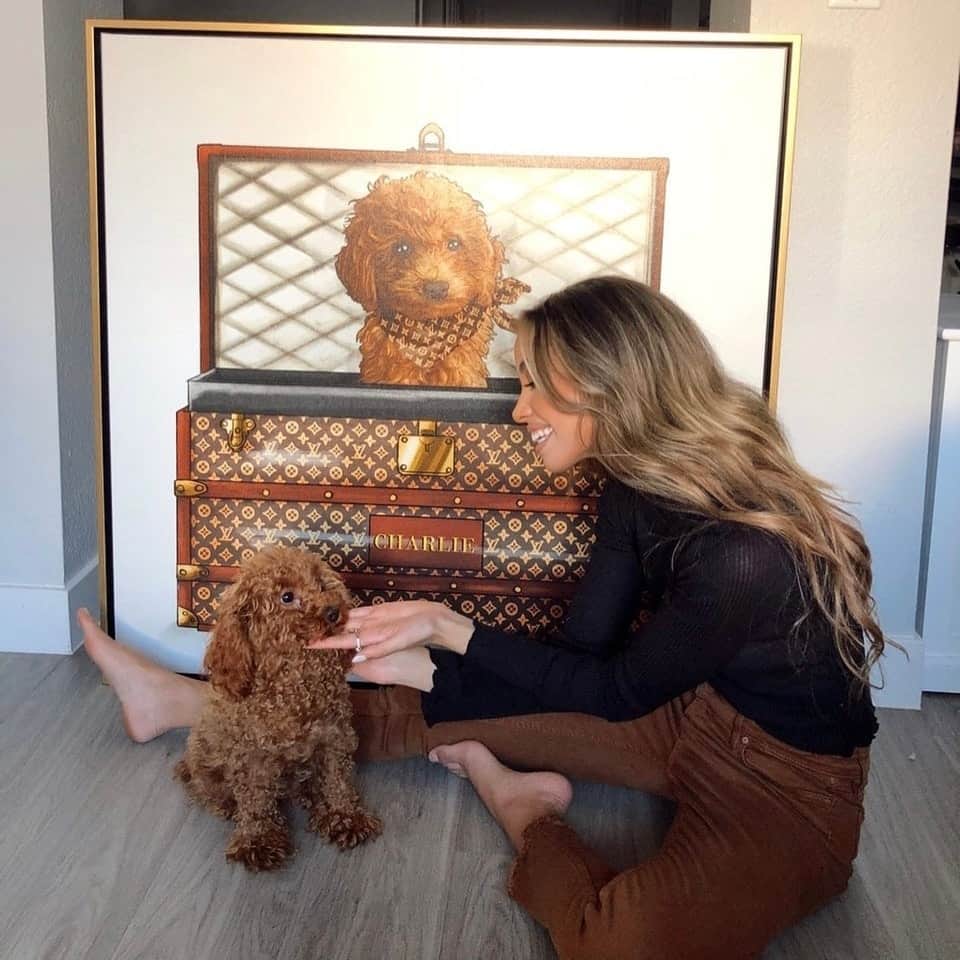 The Oliver Gal Artist Co.のインスタグラム：「Mother's Day is around the corner🐶 Spoil her with a pet portrait! #furbaby ⁠ ⁠ ⁠ Wall art featured,' Luxury Traveler'.⁠ ⁠ ⁠ ⁠ ⁠ #olivergal #theOGclub #bedroomart #womenrunbusiness #livingroominspiration #bedroominspiration #decorhelp #shopart #homedecorationideas #decorlover ⁠ #homedecoratingideas #artistoninsta #floridaartist ⁠ #miamiartist #fineartpainting #glamdecor #glamart #abstractdecor #modernwallart #fashionwallart #fashionhome」