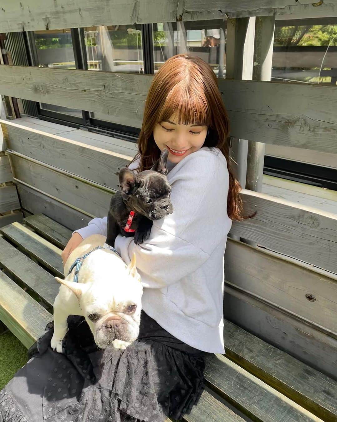 西谷菜々さんのインスタグラム写真 - (西谷菜々Instagram)「. ドッグランデビュー🐶🐝 人は大好きだけど犬見知りしまくるふたり😂 ...