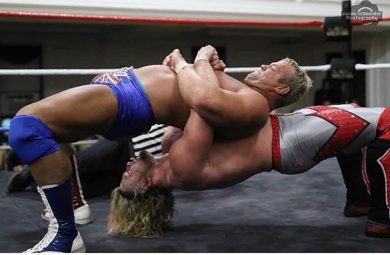 デイビーボーイ・スミス・ジュニアのインスタグラム：「Thank you Boston MA and BTW Wrestling @btwpro for what was a classic old fashioned 20 min time limit draw with Brian Pillman JR last night. @flyinbrian41 🤼‍♂️🔥✈️🇨🇦 🇺🇸 🇬🇧 ⏰」