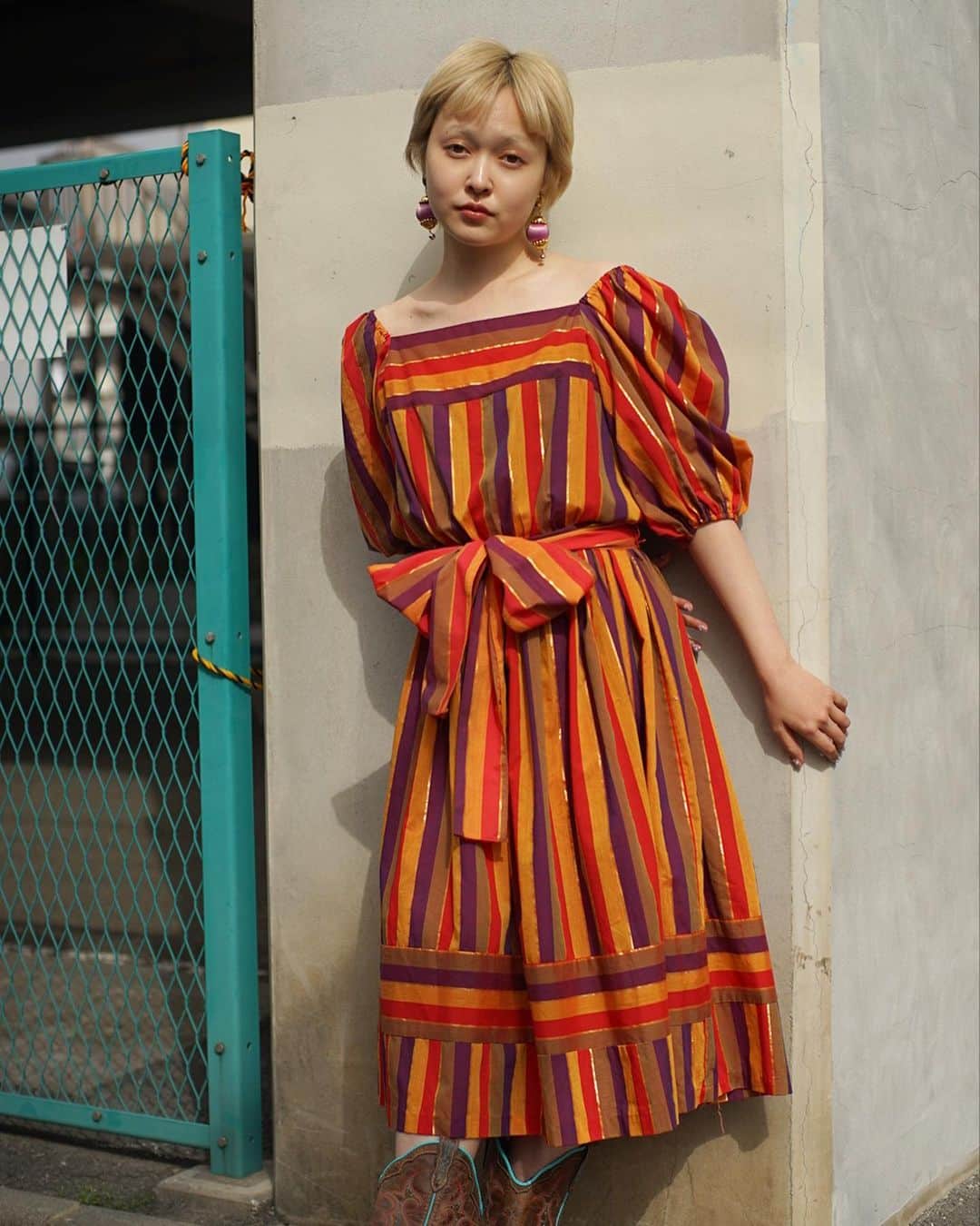 PUNK CAKEさんのインスタグラム写真 - (PUNK CAKEInstagram)「🍊 new arrival 🍊 ☑︎ Orange stripe puff dress   Now on sale ➡︎ ONLINE STORE  model / @momooka_koyoi」4月23日 20時15分 - punk_cake