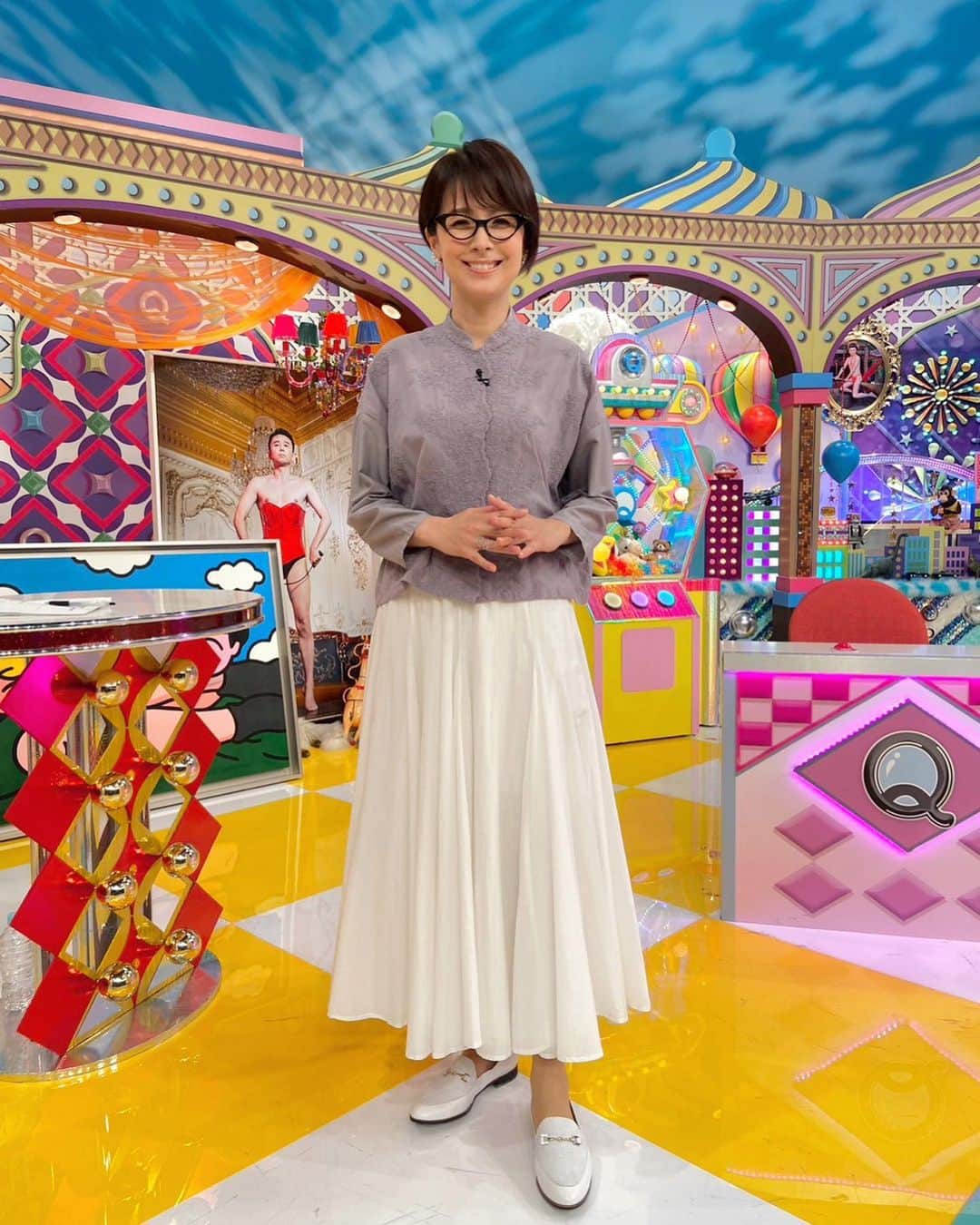 野村真季のインスタグラム：「#有吉クイズ 特別編福岡SP  4/23放送分 着用衣装  ＊Tverで見られます！  #テレビ朝日 #アナウンサー #野村真季 #野村アナ」