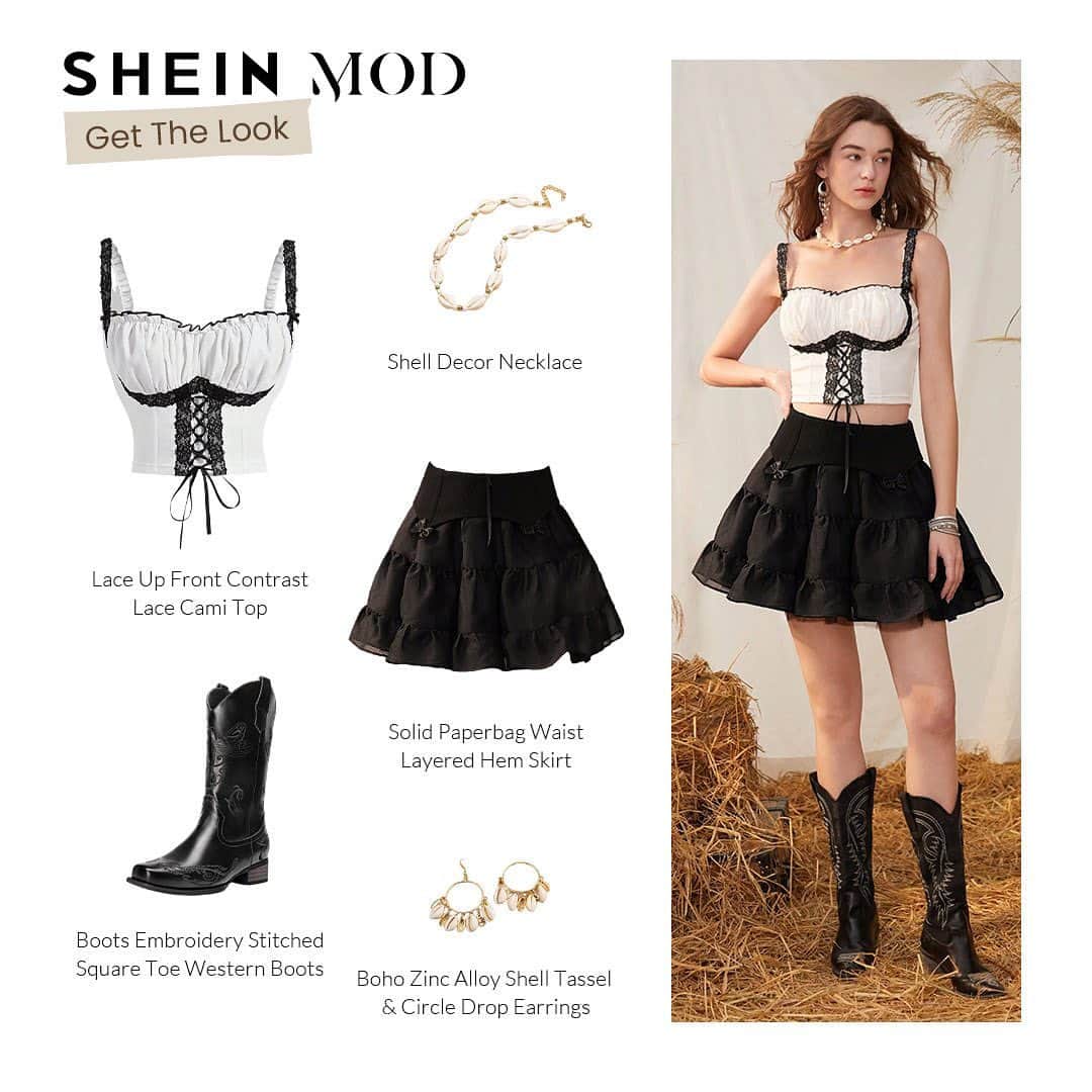 SHEINのインスタグラム：「Choose your MOD mood: power puff platform realness or contrast lace cowgirl 👇  🔎14521829 14565687   #SHEIN #SHEINforAll #retro #cute #dream #SHEINMOD」