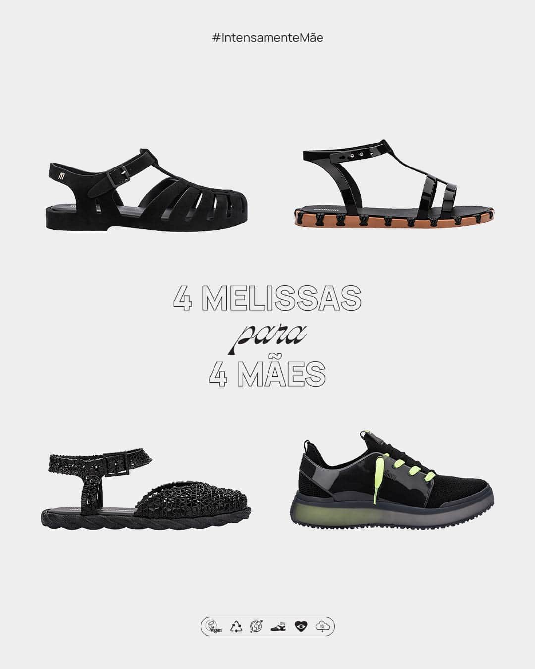メリッサのインスタグラム：「Quer acertar no presente pra sua mãe? ⁣ Vem conferir as diquinhas melivilhosas que preparei pra você! ⁣ Modelos disponíveis no link da bio e no #ClubeMelissa ✨ #IntensamenteMãe」